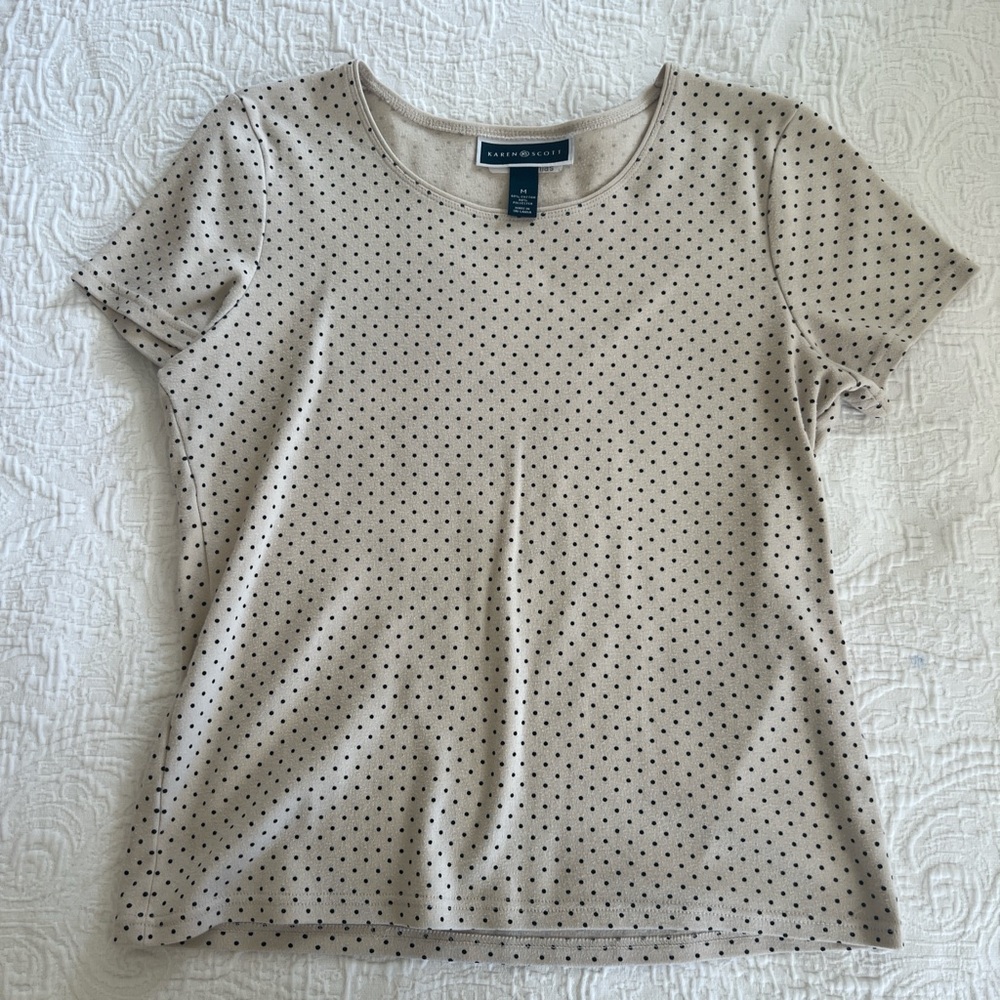 Karen Scott Women's Tan Polka Dot Top